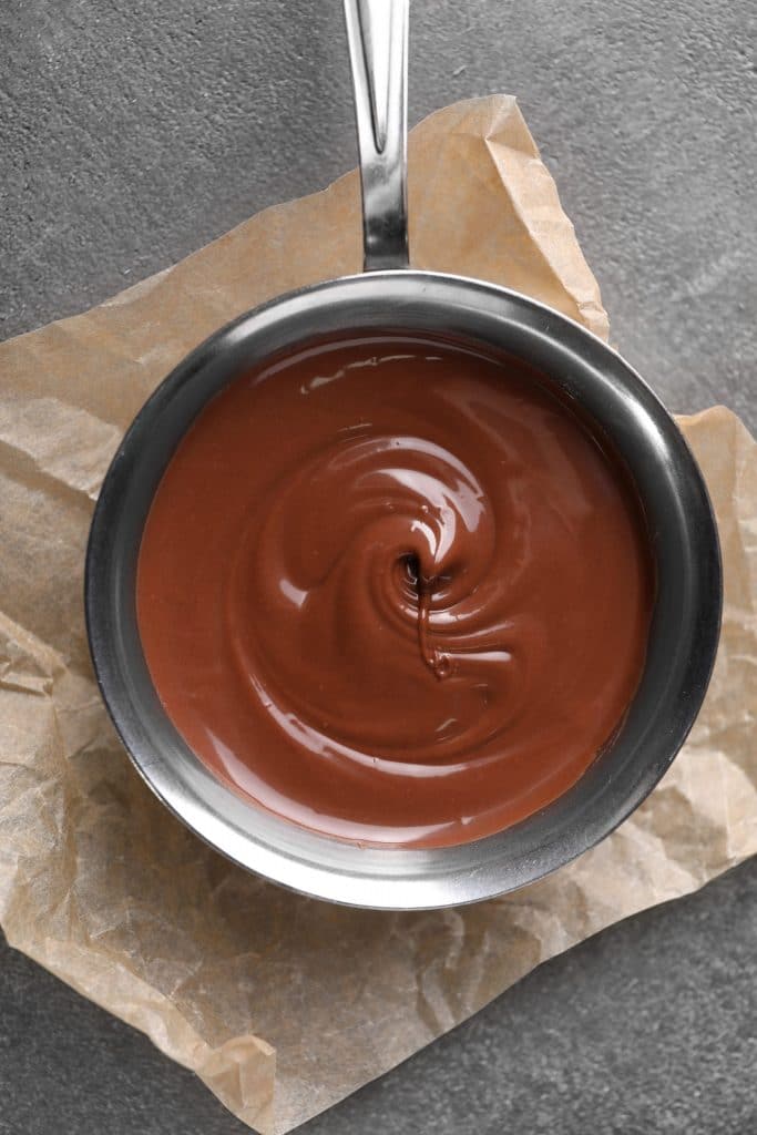 bowl of melted, tempered chocolate