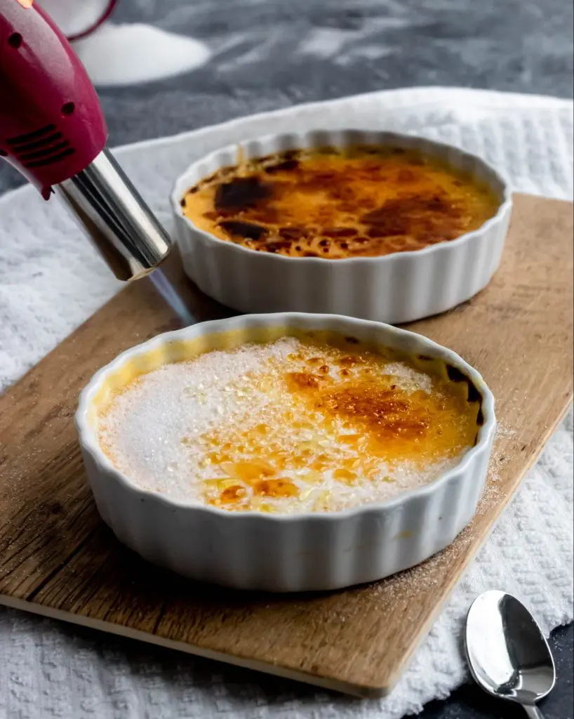 Creme Brulee being blowtorched