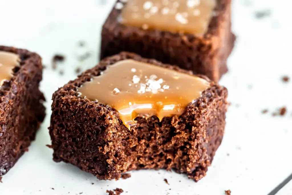 mini chocolate cake with homemade salted caramel