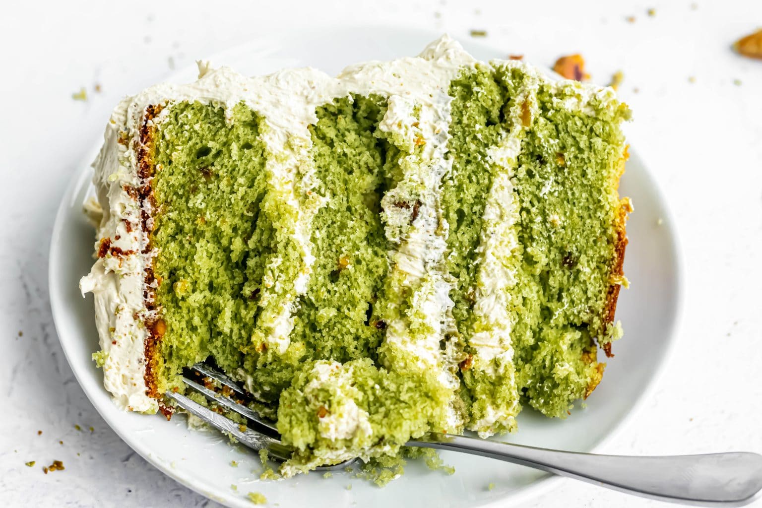 Pistachio Cake with Pistachio Italian Meringue Buttercream