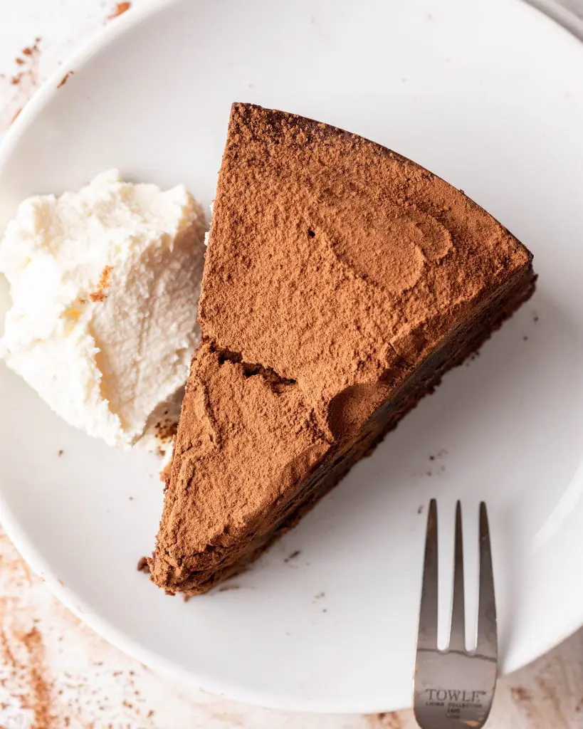 slice of chocolate torte with mascarpone