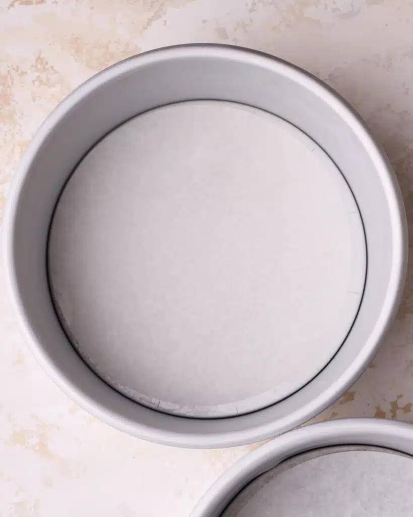 8-inch cake pan greased and lined with parchment paper. 