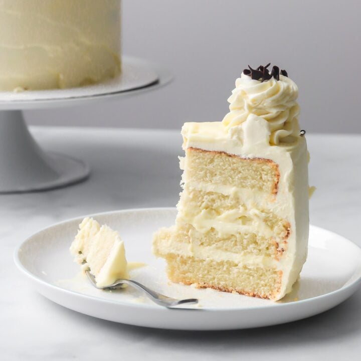 slice of vanilla cake with custard filling.
