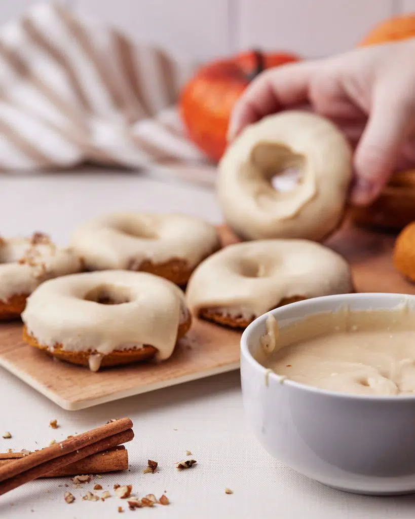 letting homemade donuts sit after being glazed