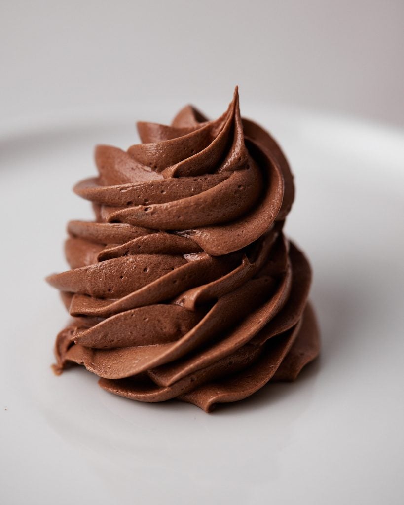 chocolate custard buttercream piped into a swirl