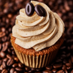 coffee cupcake on a background of coffee beans