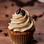 Close up of coffee cupcake with Russian coffee buttercream