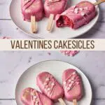valentines cakesicles from scratch with red velvet cake and cream cheese frosting