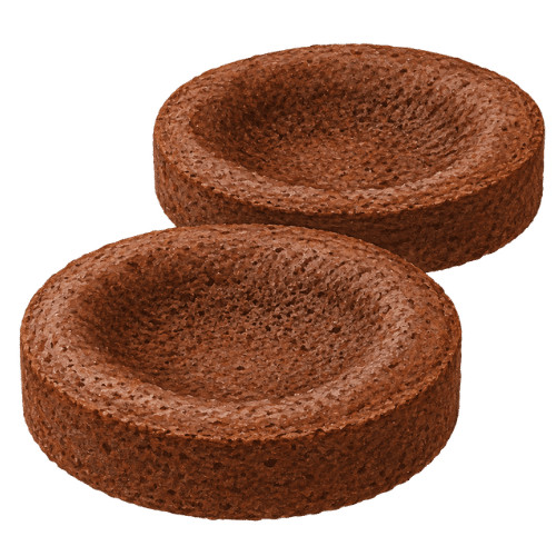 Chocolate espresso cake layers that have sunk in the middle.