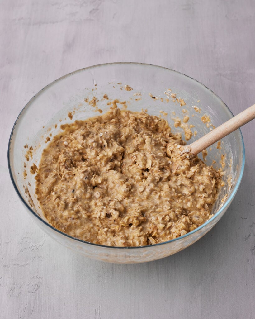 process shot of finished dough for swedish oatmeal cookies