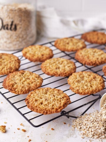 swedish oatmeal cookies cooling on a wire rack