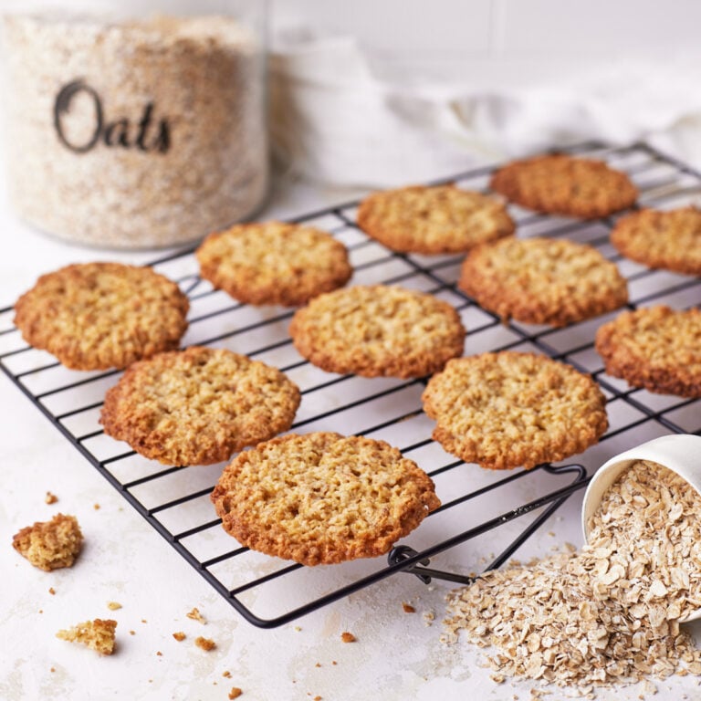 swedish oatmeal cookies cooling on a wire rack