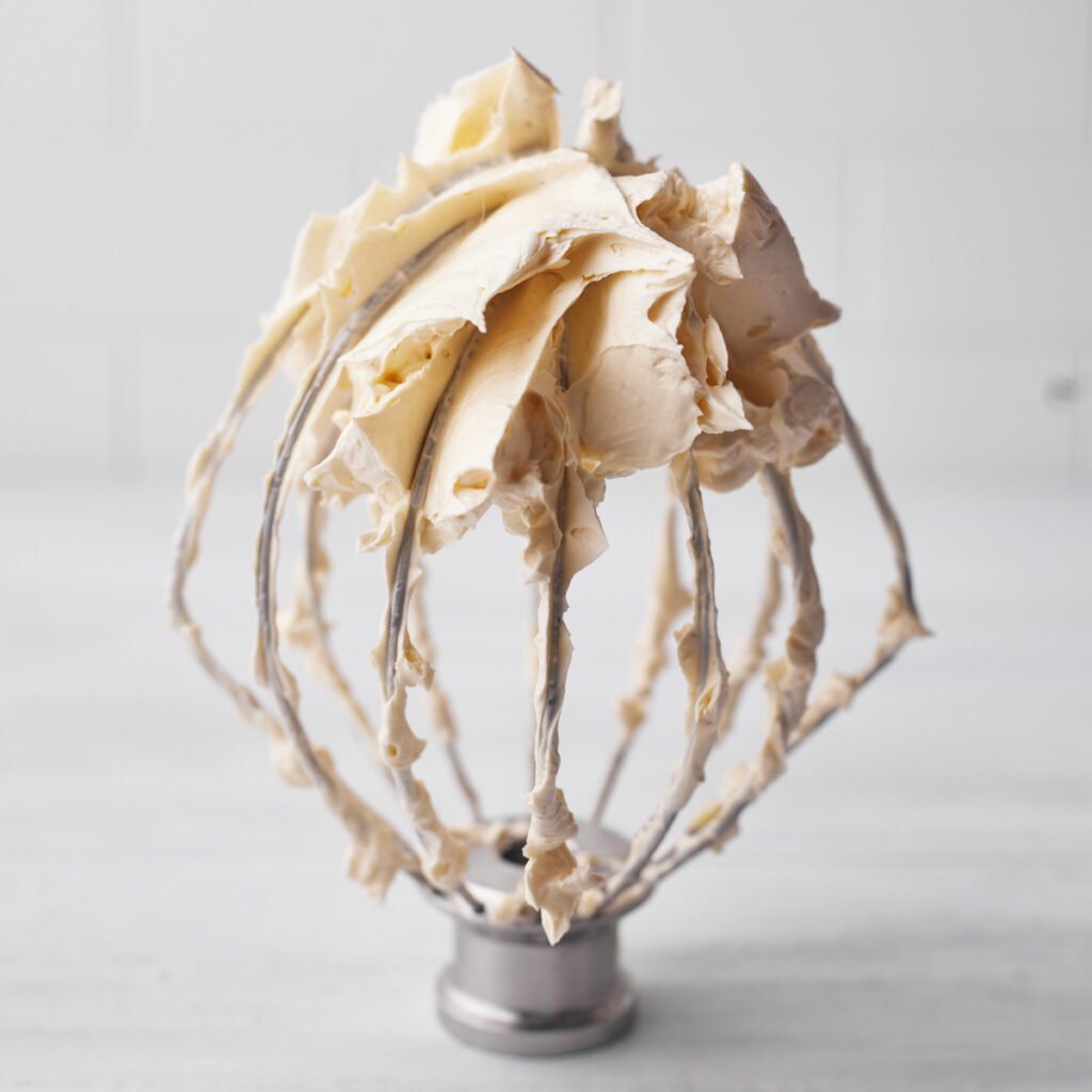 Creme mousseline on a whisk.