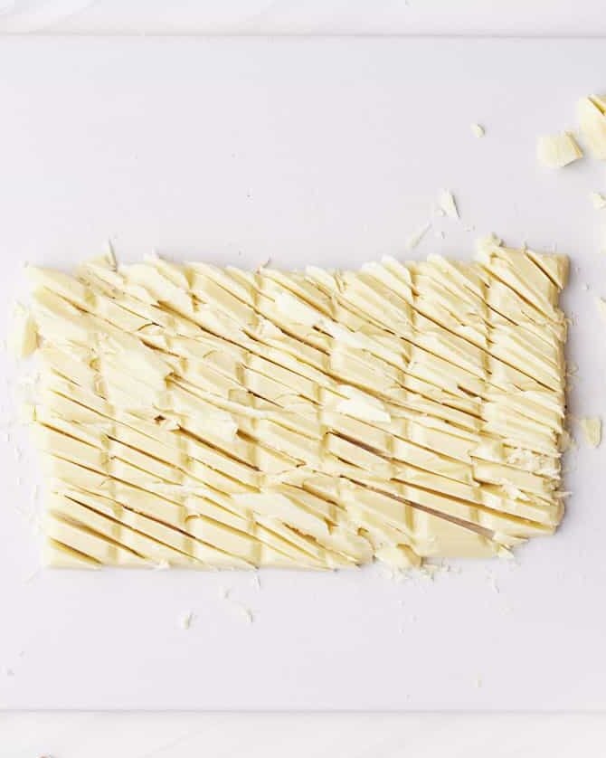 white chocolate chopped finely to melt.