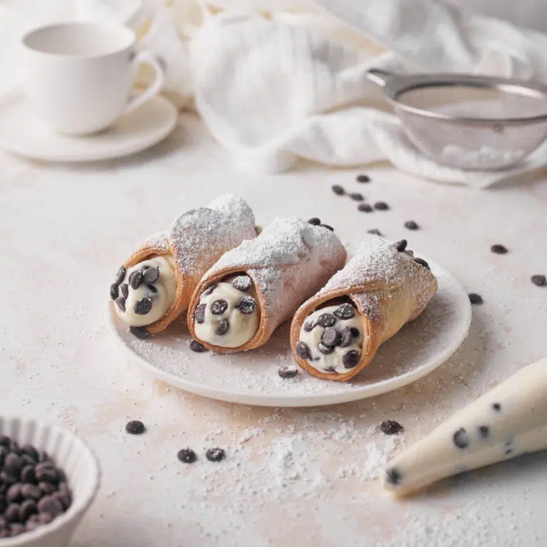air fryer cannoli with chocolate chips.