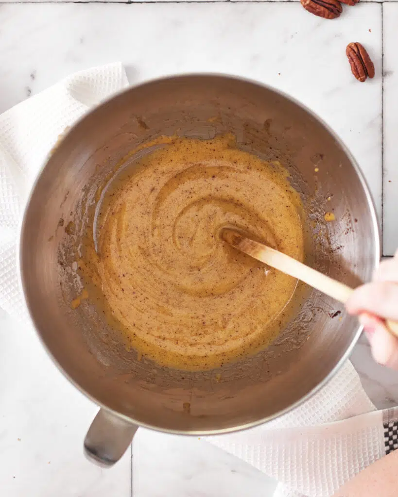 close up of brown butter cookie dough.