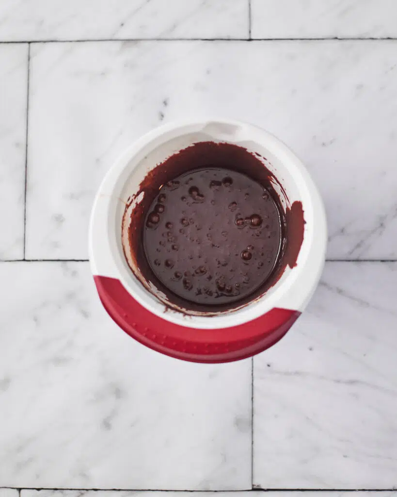 melted chocolate mixture to make chocolate balls (scottish truffles).