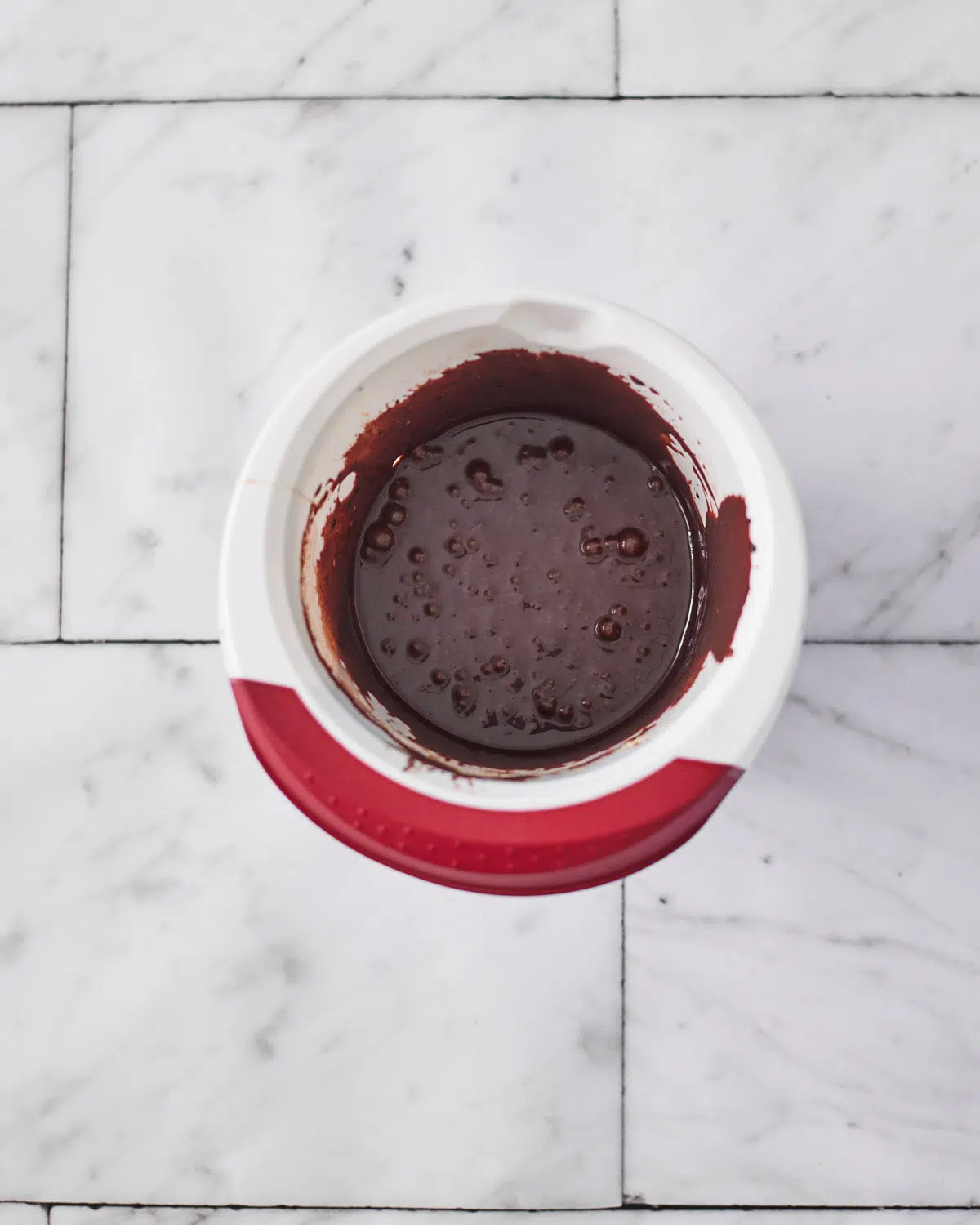 melted chocolate mixture to make chocolate balls (scottish truffles). 