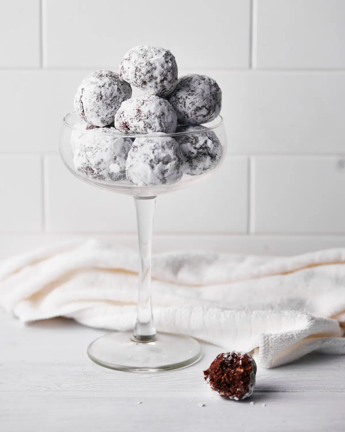 chocolate balls in a tall glass (scottish truffles).