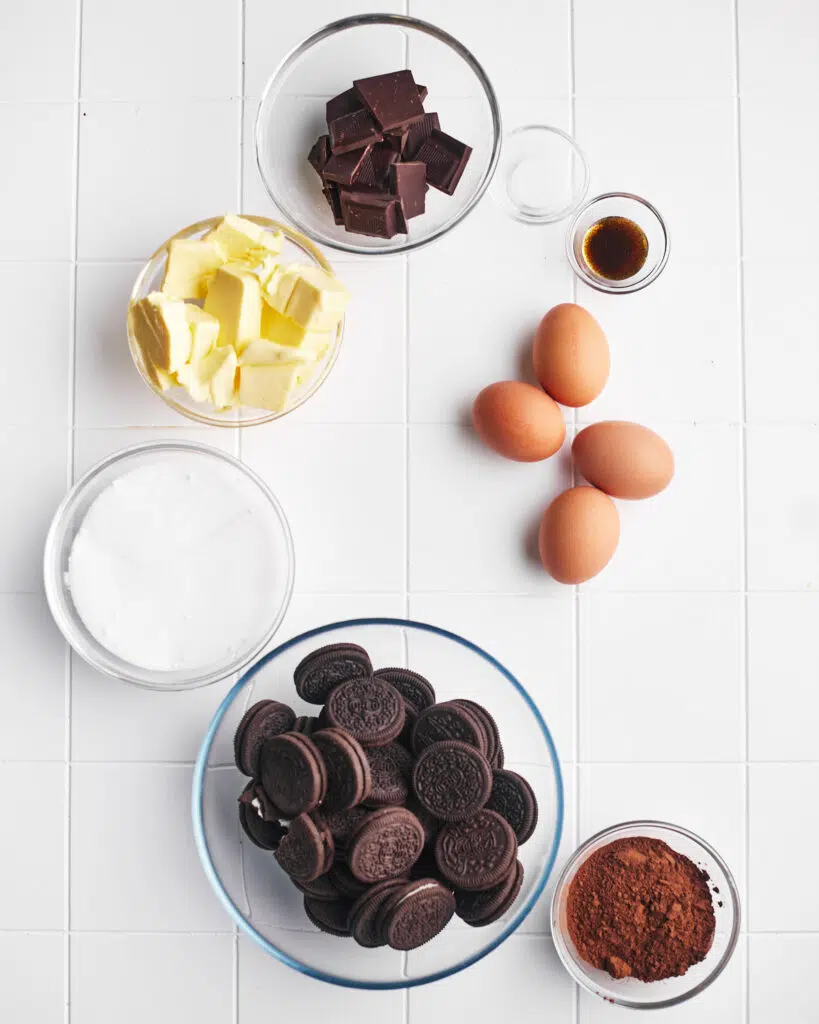 ingredients to make a chocolate french silk pie.