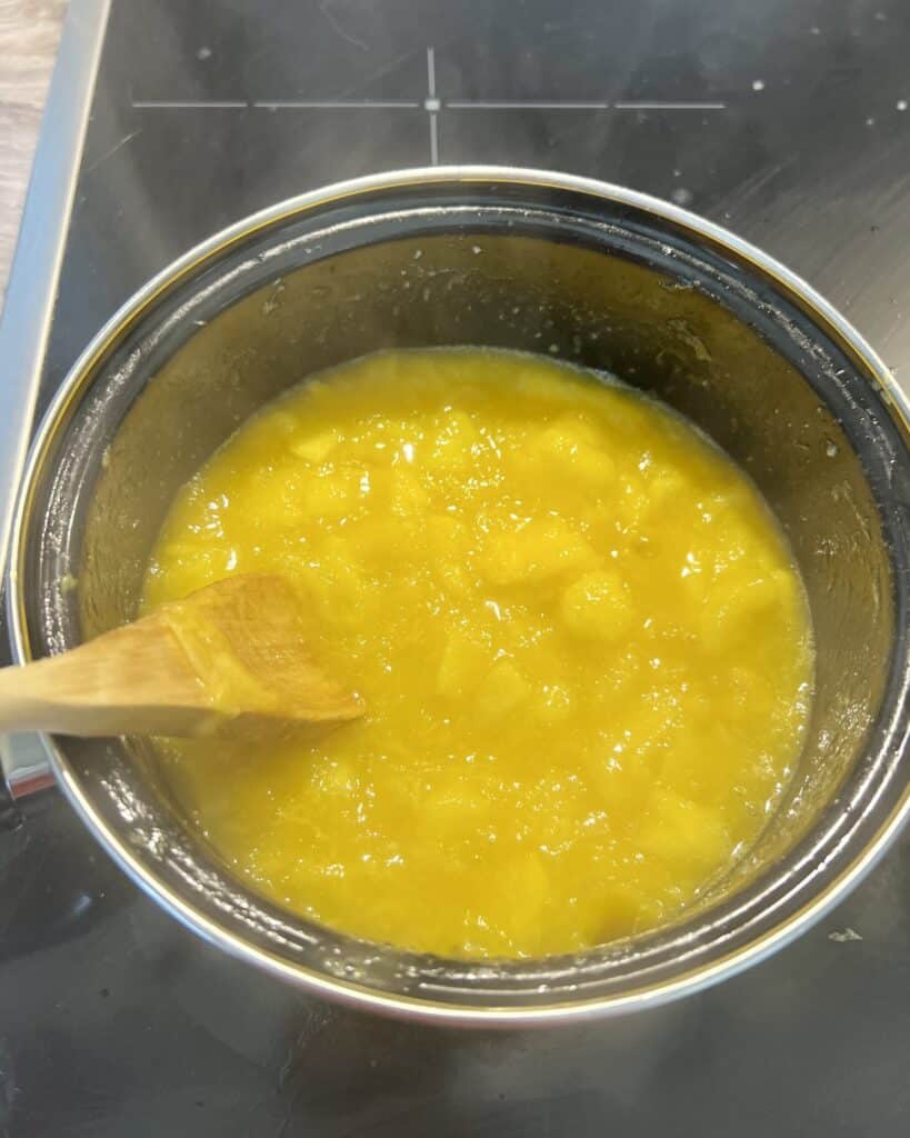mango compote being cooked