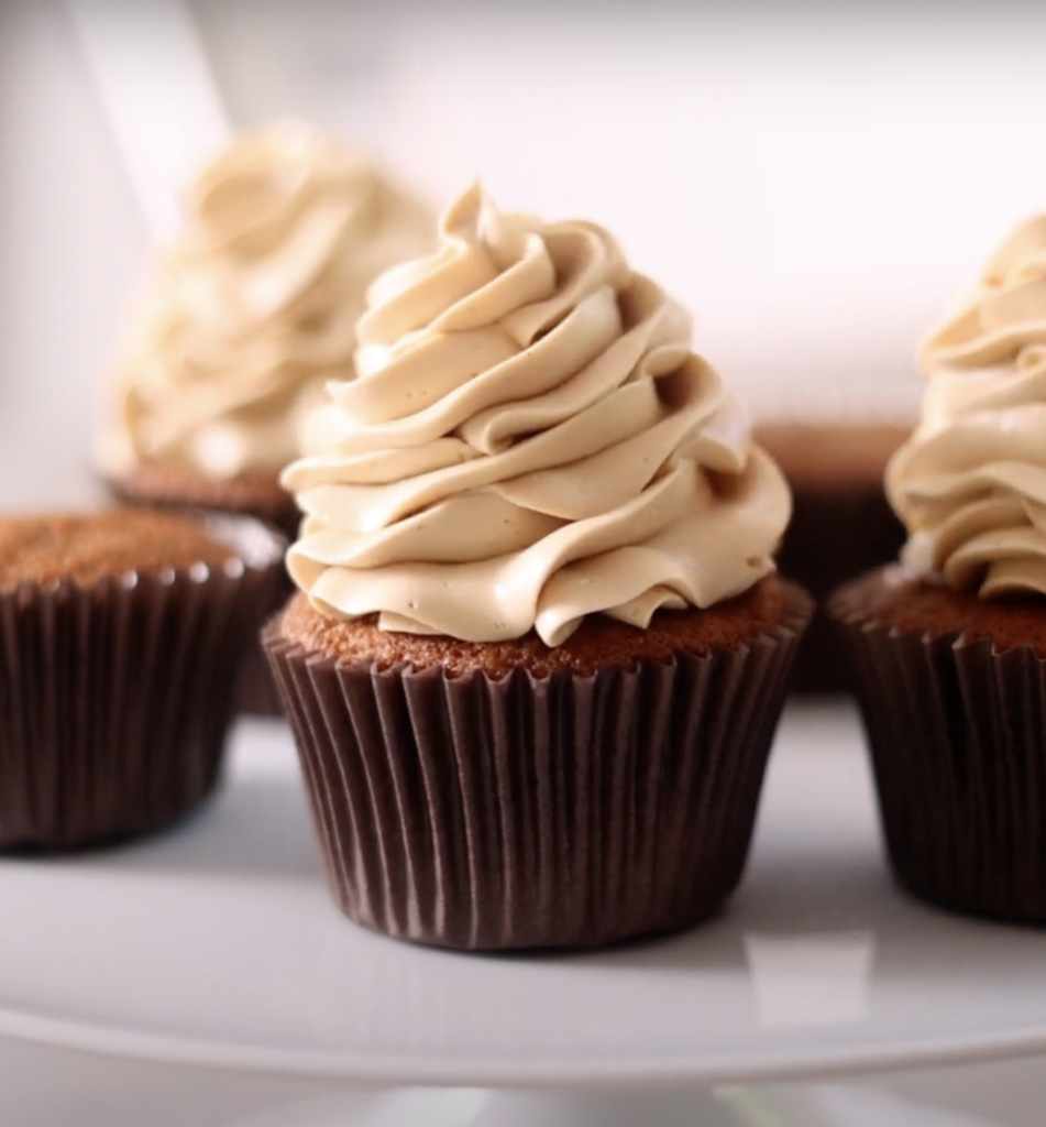 coffee russian buttercream on top of coffee cupcakes.