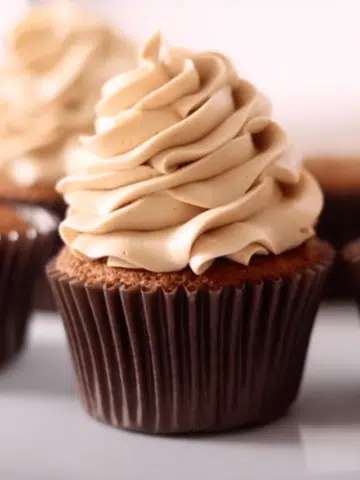 coffee russian buttercream on top of coffee cupcakes.