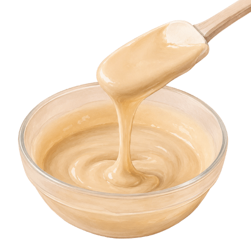 Maple cream in a bowl that is too runny and won't thicken.