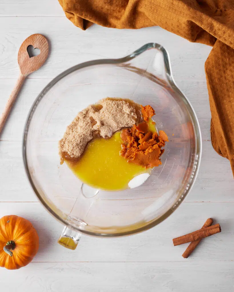 process shot of making pumpkin cheesecake cookies