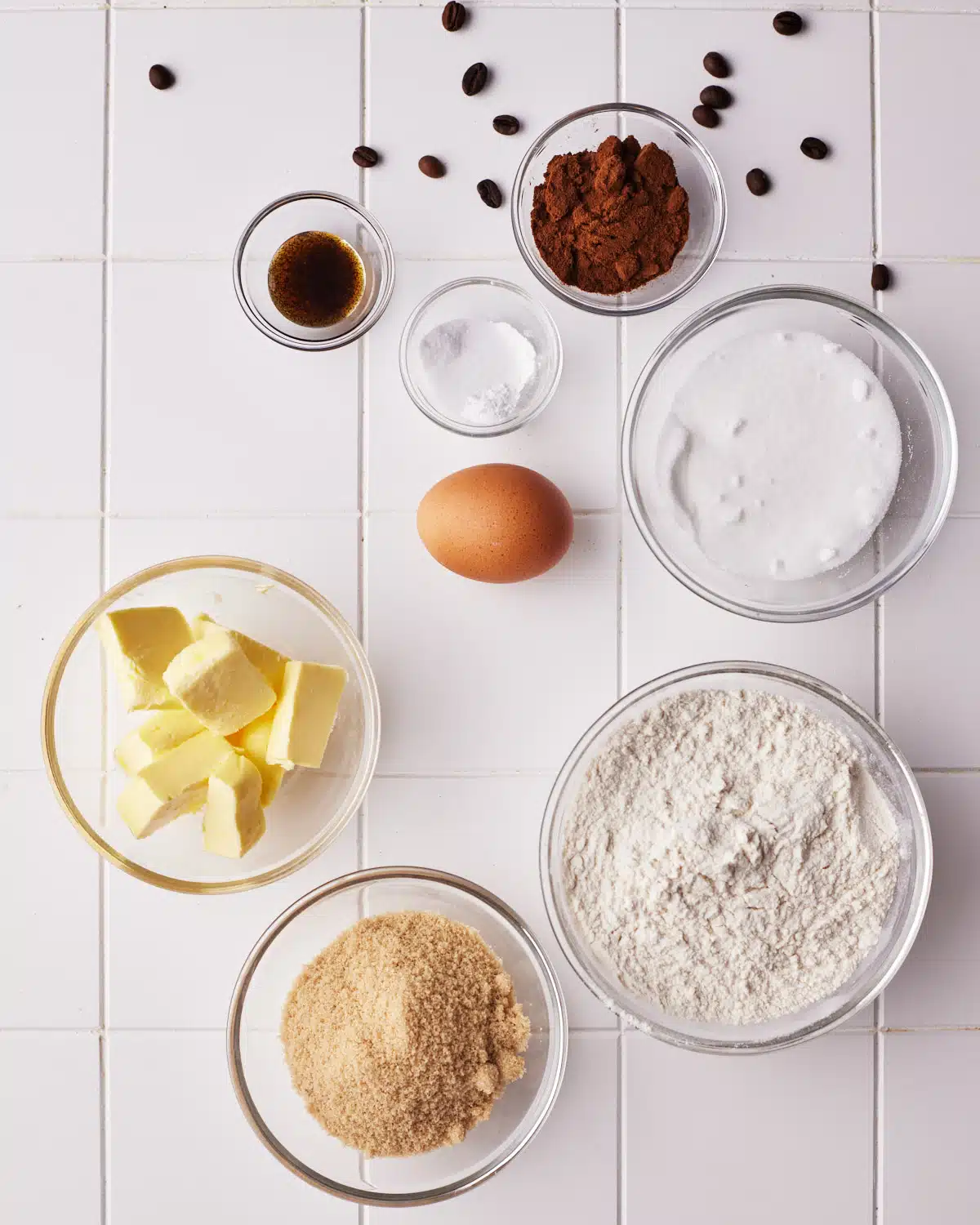 ingredients to make coffee cookies. 