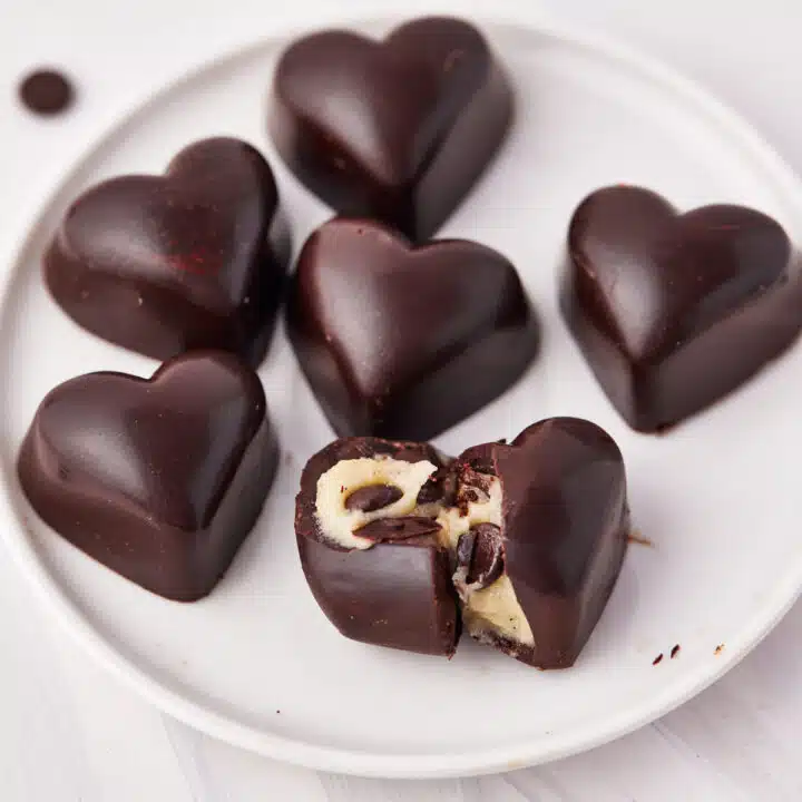 heart shaped cookie dough bites.