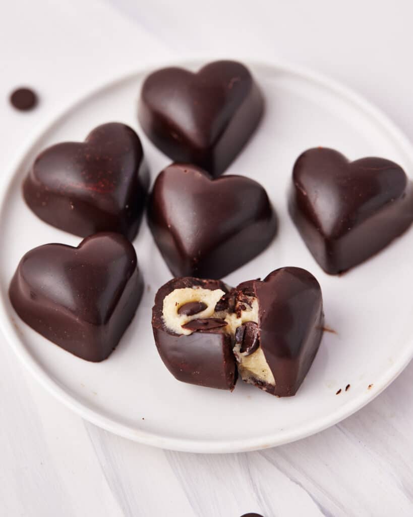 heart shaped cookie dough bites.