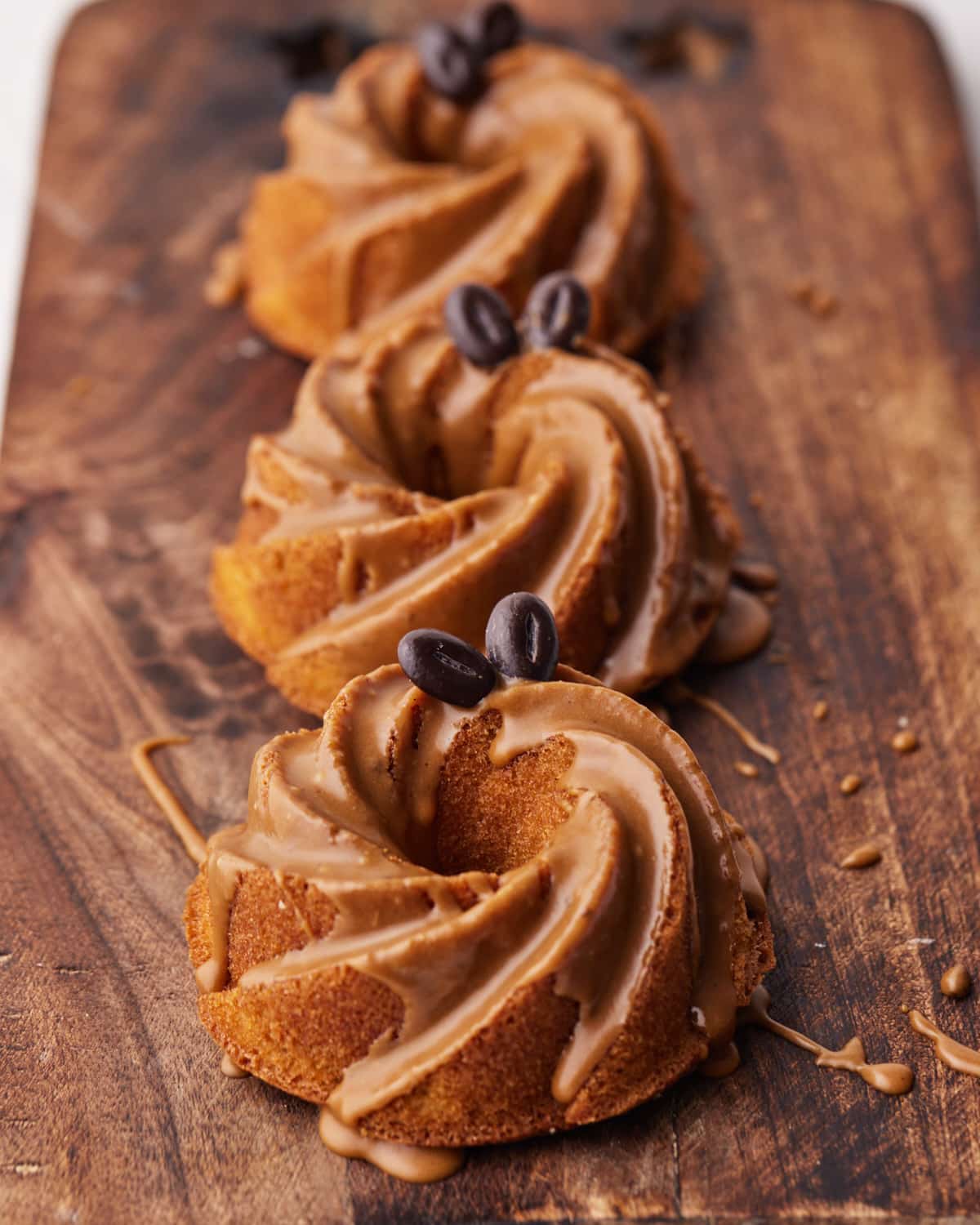 coffee mini bundt cake with coffee glaze.