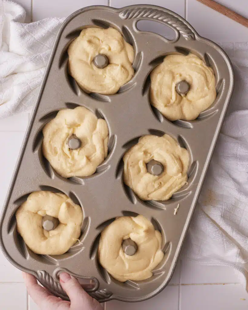 mini bundt cakes ready to go into the oven.