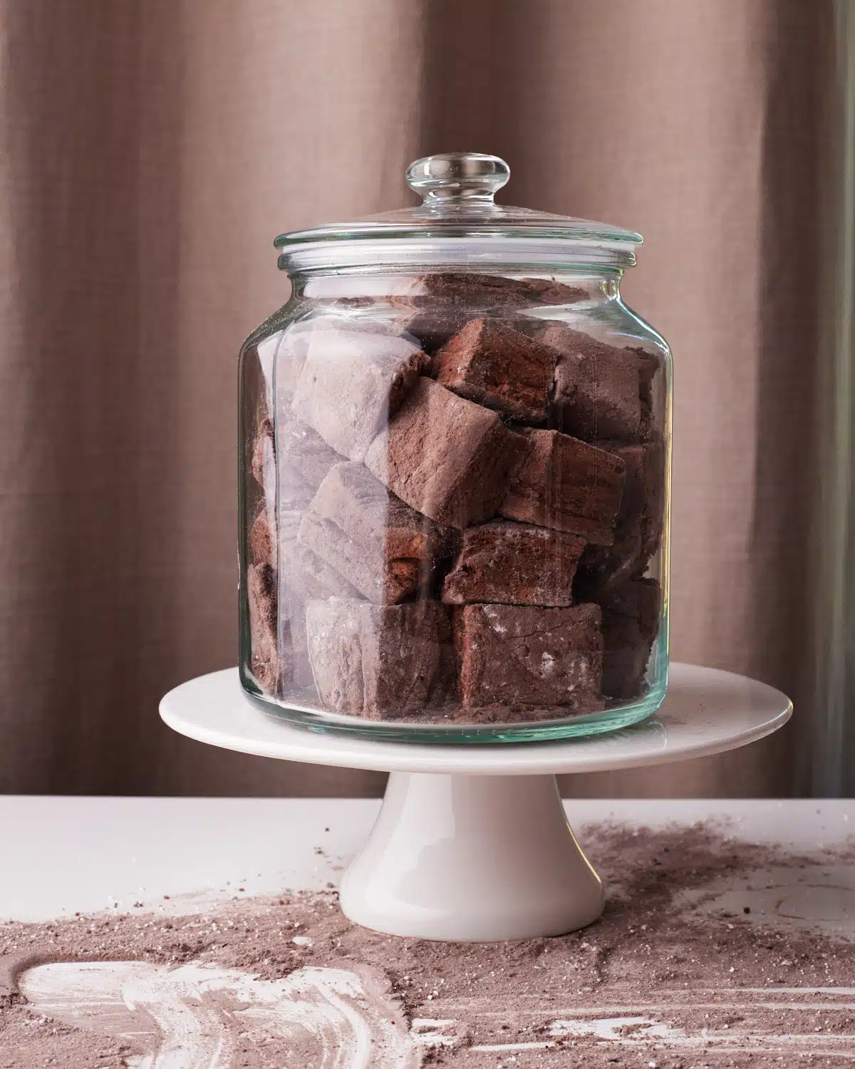 jar of homemade chocolate marshmallows.
