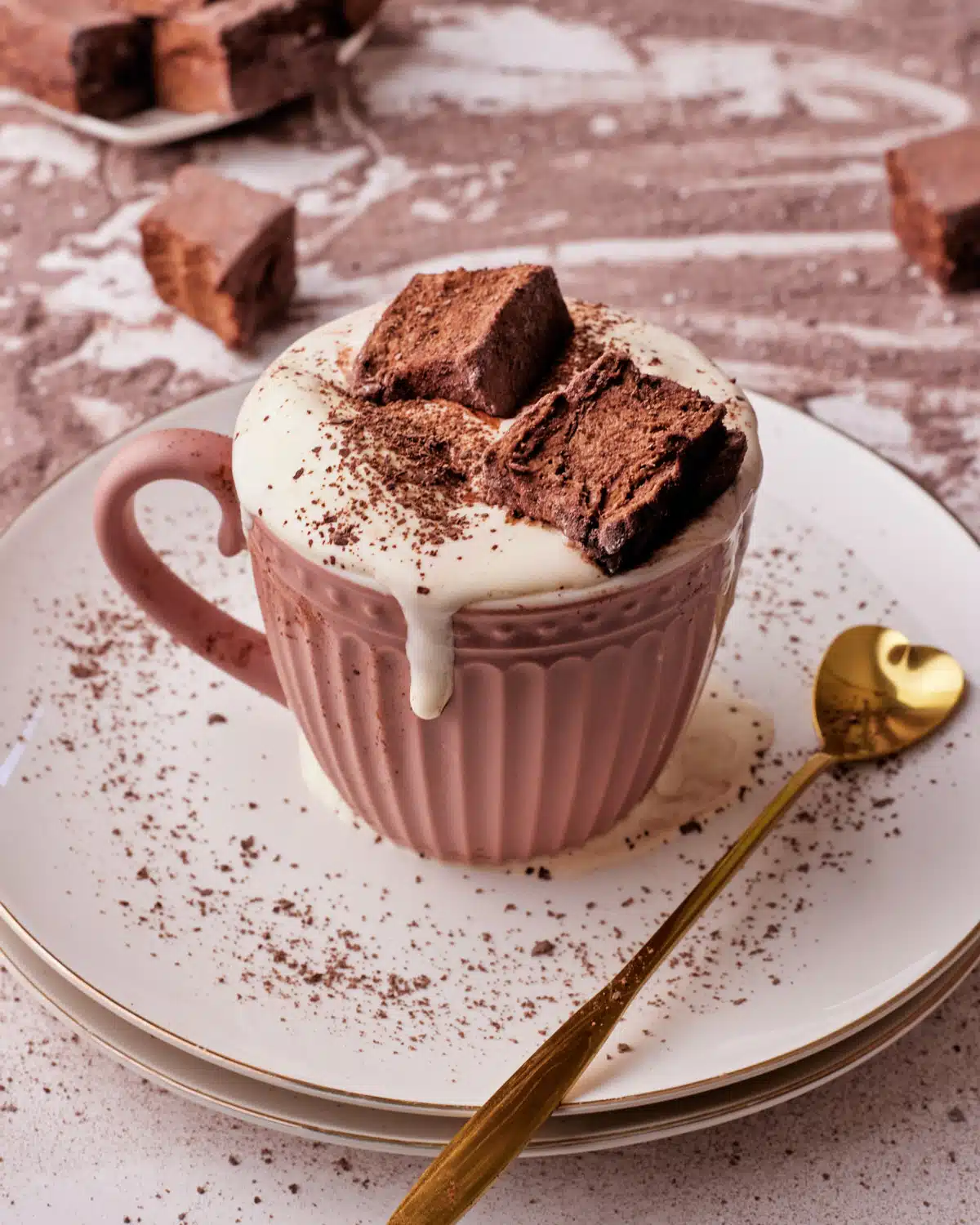 chocolate marshmallows in a cup of hot chocolate.