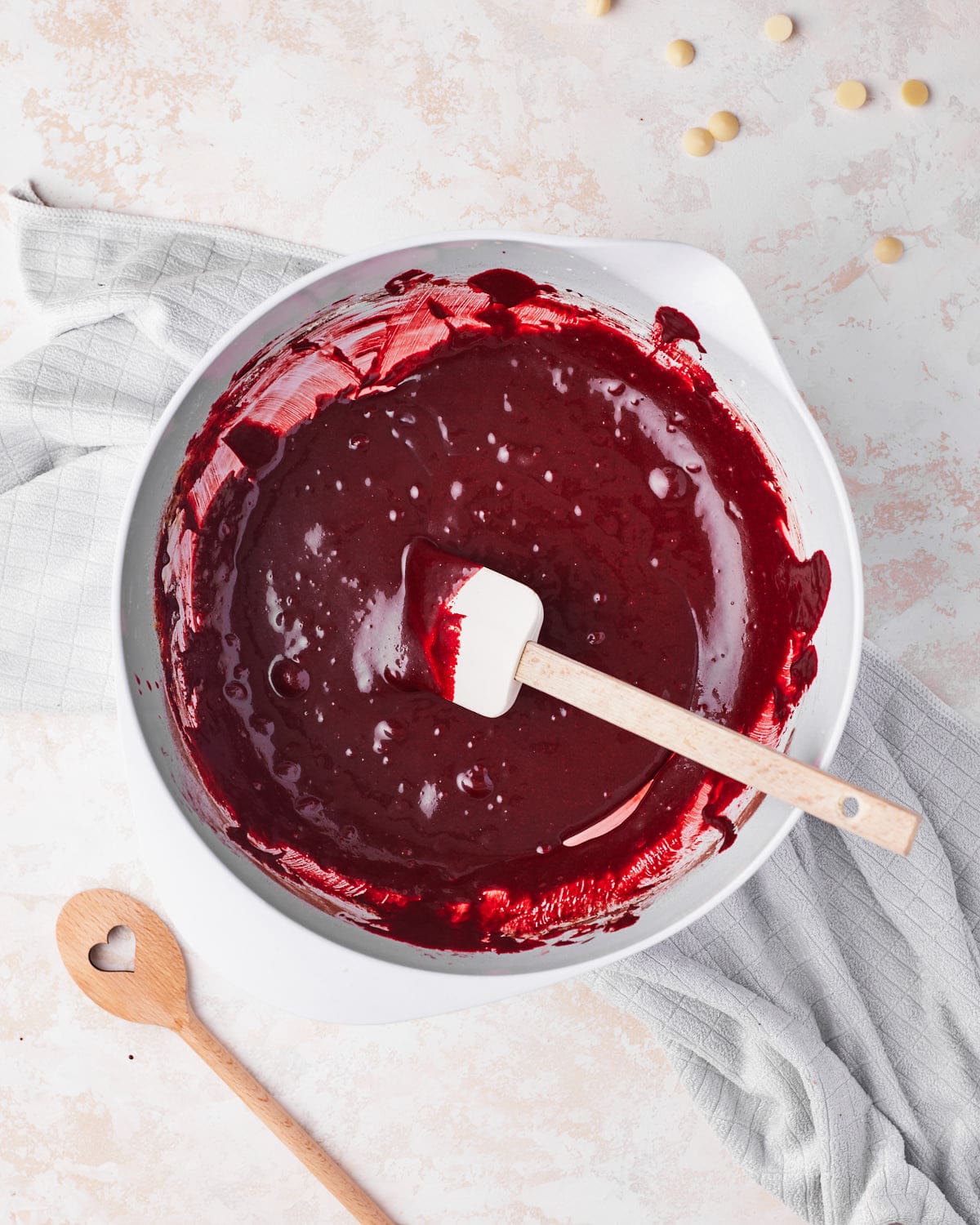 red velvet brownies process shot. 