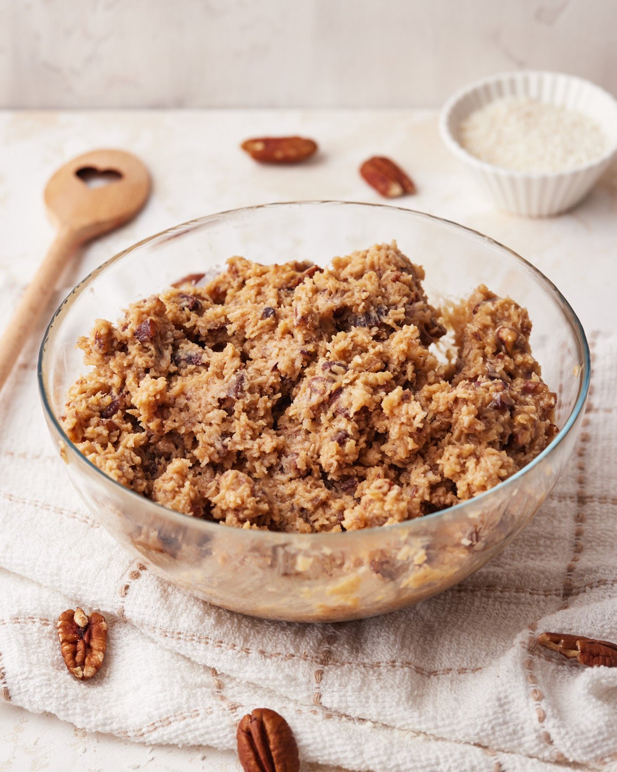 German chocolate cake frosting in a bowl.