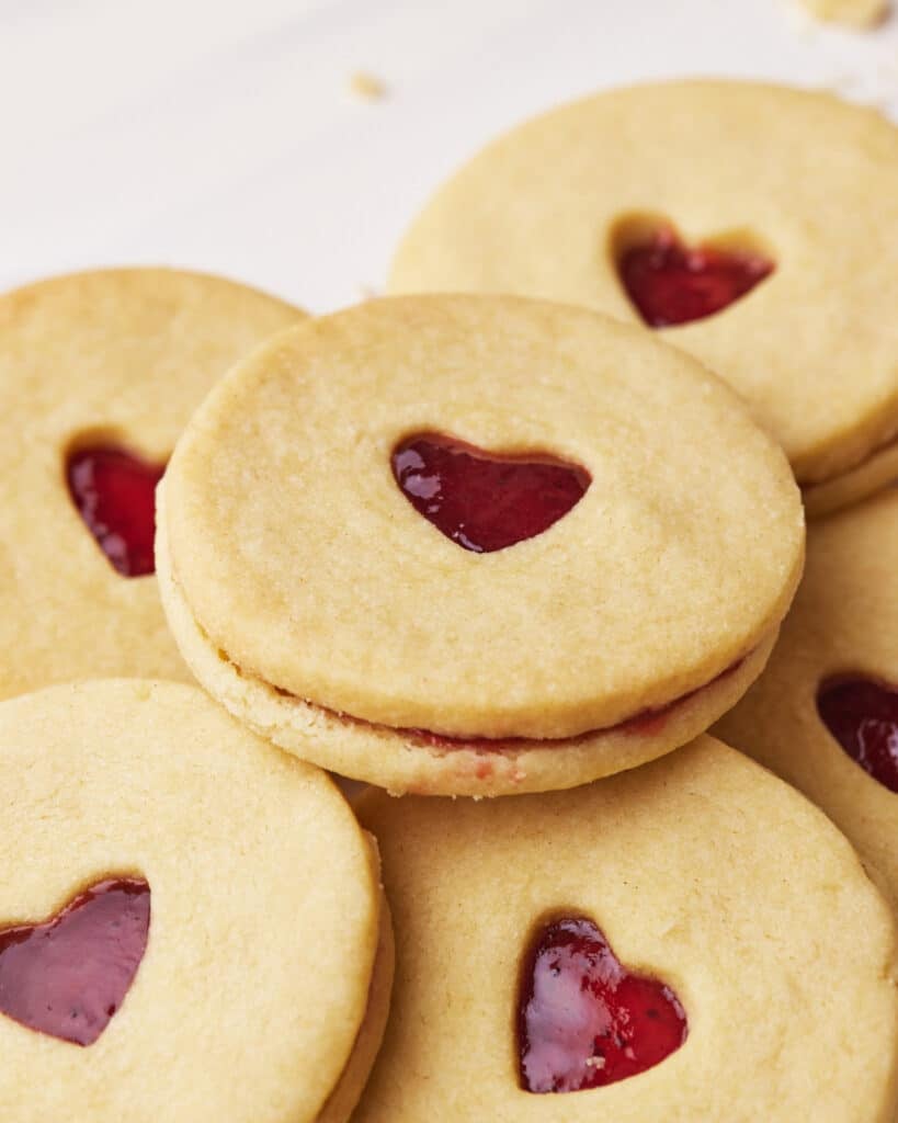 Close up of homemade jammie dodgers.