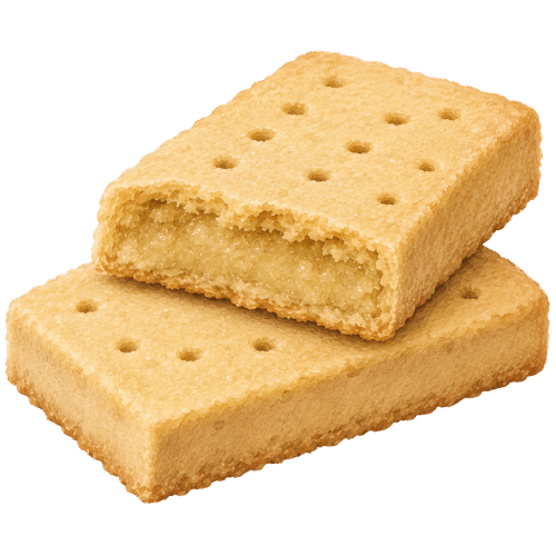 troubleshooting image showing shortbread which is still doughy in the n middle.