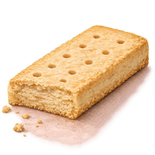 troubleshooting image showing traditional shortbread that is tough, dry, and dense.