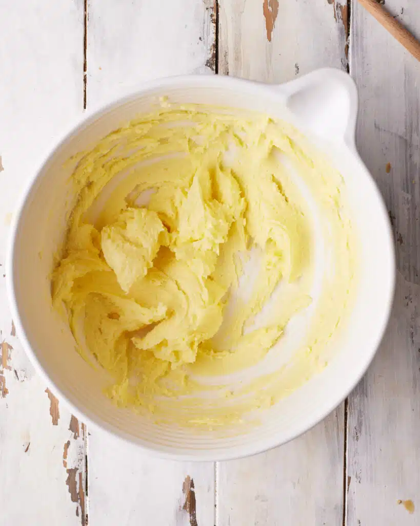 Sugar and butter creamed together to make scottish shortbread.