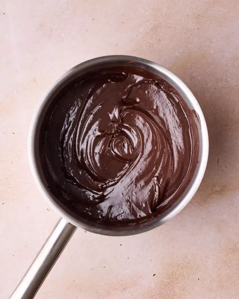 Brigadeiro mixture in a saucepan. 