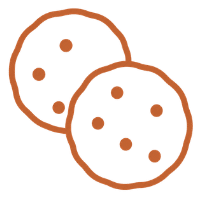 line drawing of two cookies.