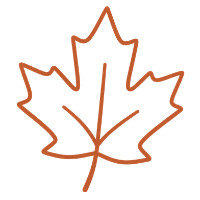 line drawing of a maple leaf for fall desserts. 