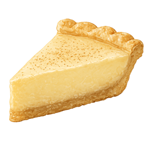 slice of custard pie with soggy pastry.