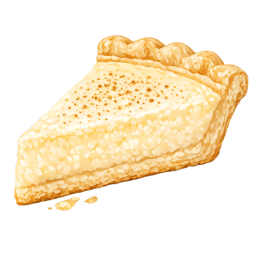 slice of custard pie that has curdled and gone lumpy.