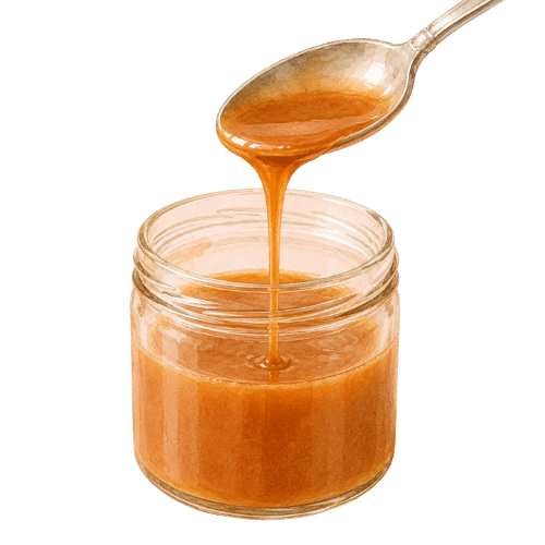 caramel sauce that is too runny and running off the spoon.