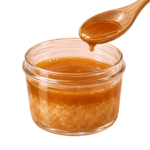 caramel that has separated in the jar.