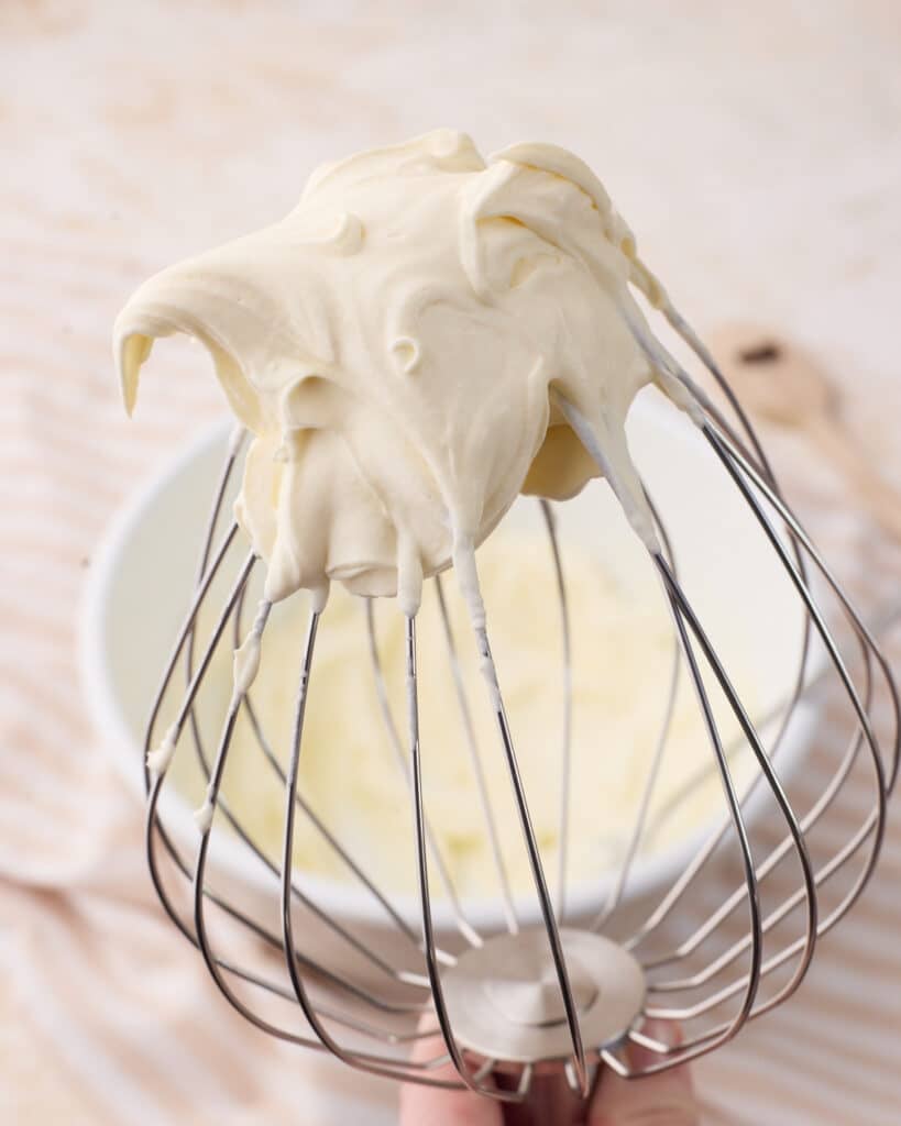 whipped cream with medium peaks.